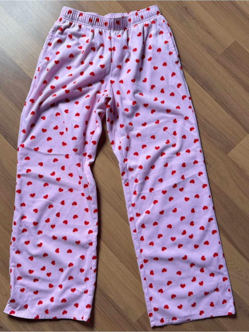Pink Heart Fleece Pajama Pants - Red Heart Print - Picture 2 of 2